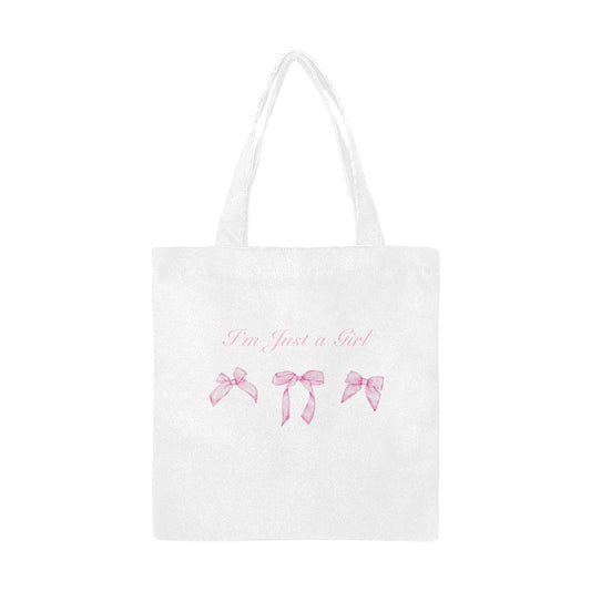 I'm Just a Girl Pink Bows Small Tote
