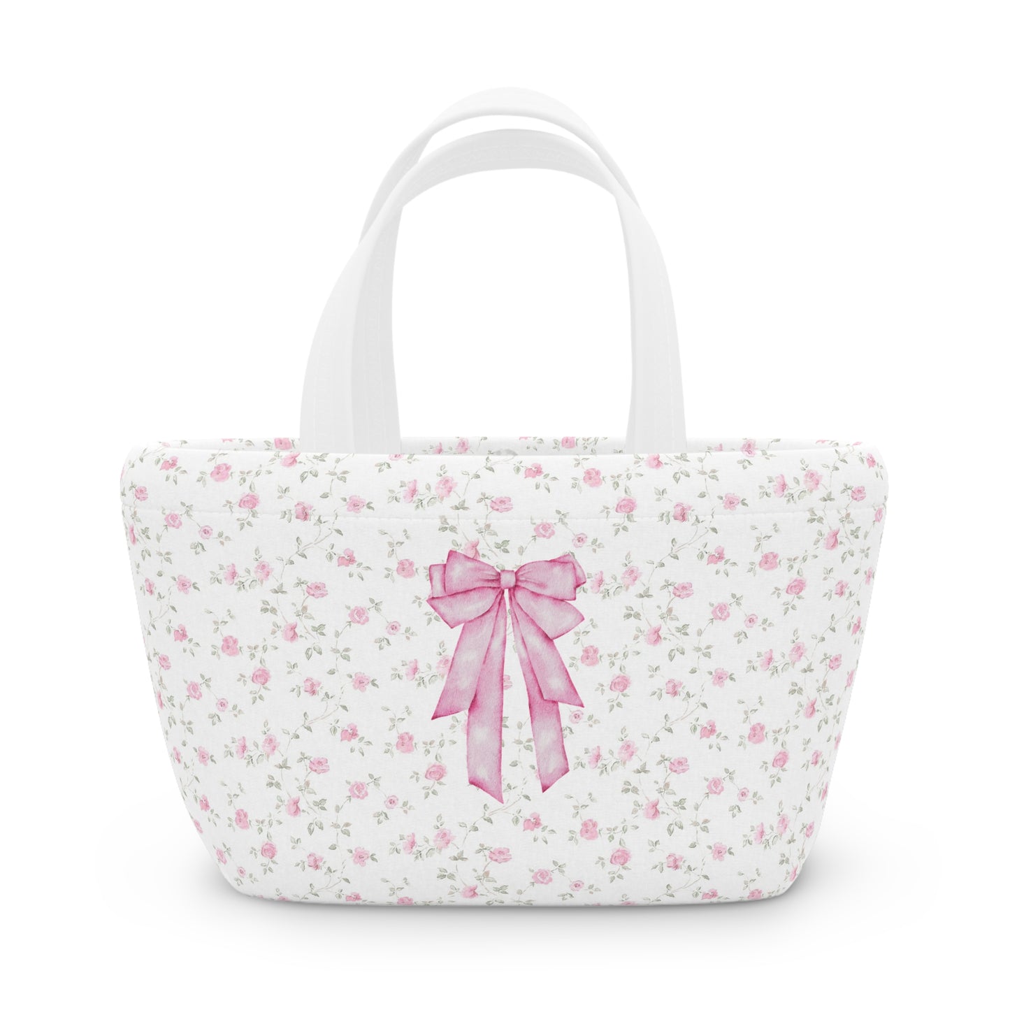 Floral Bow Pink Lunch Bag