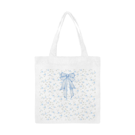 Blue Floral Print Bow Small Tote