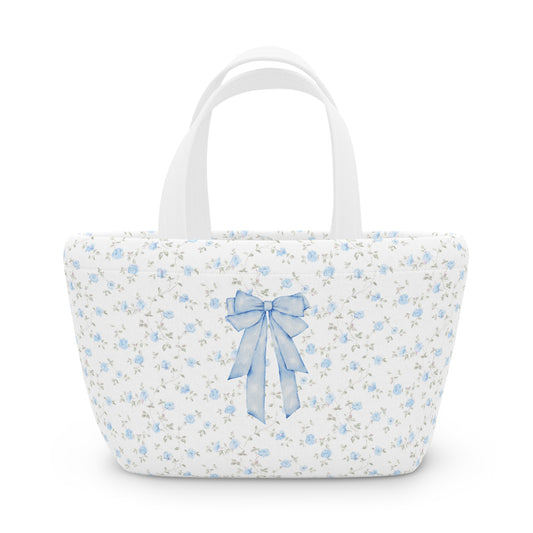 Floral Bow Blue Lunch Bag