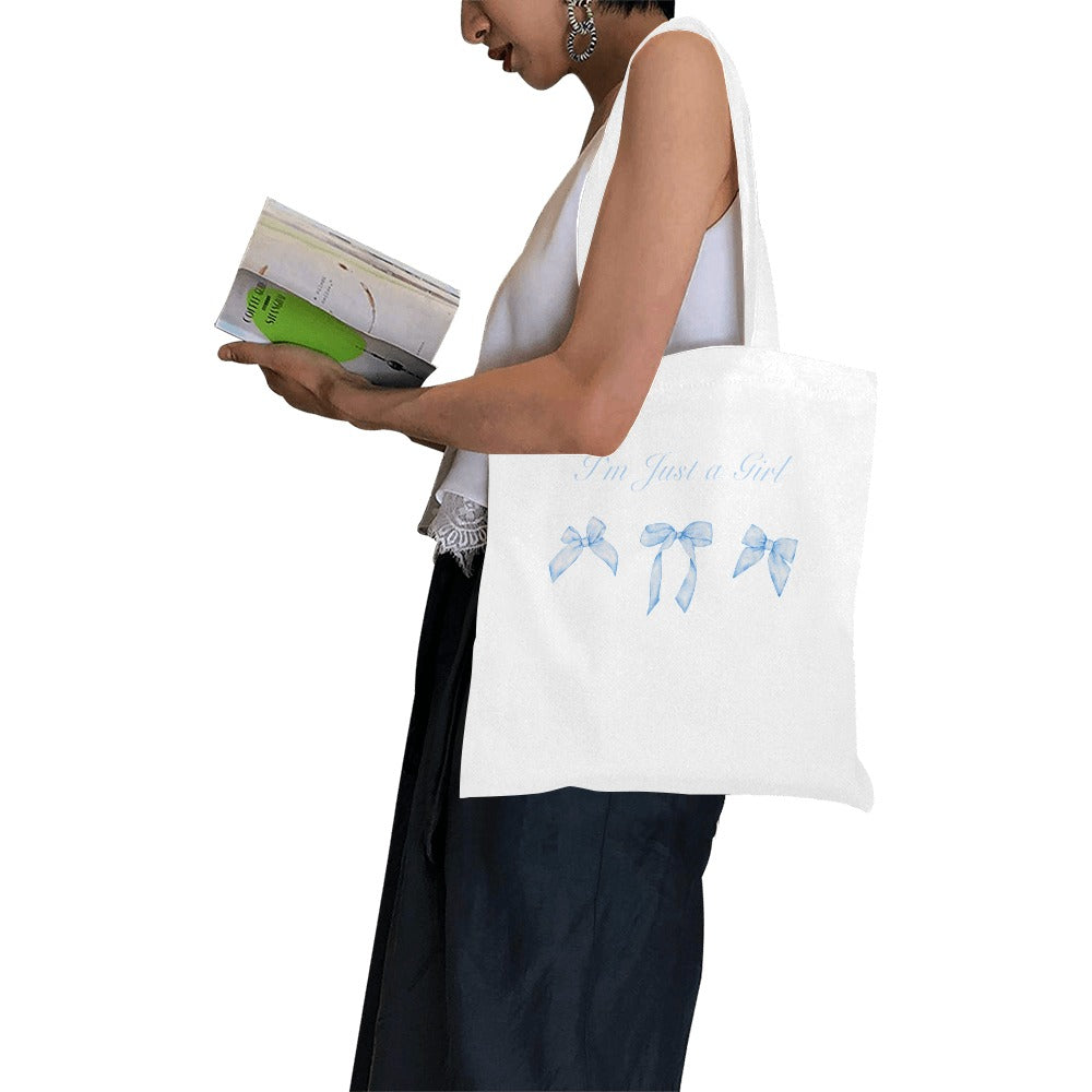 I'm Just a Girl Blue Bows Small Tote