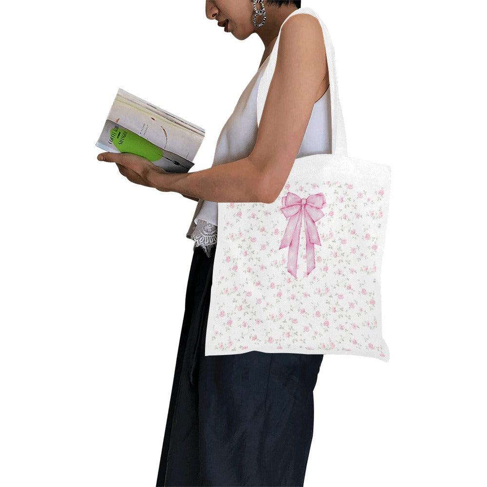 Floral Print Bow Small Tote
