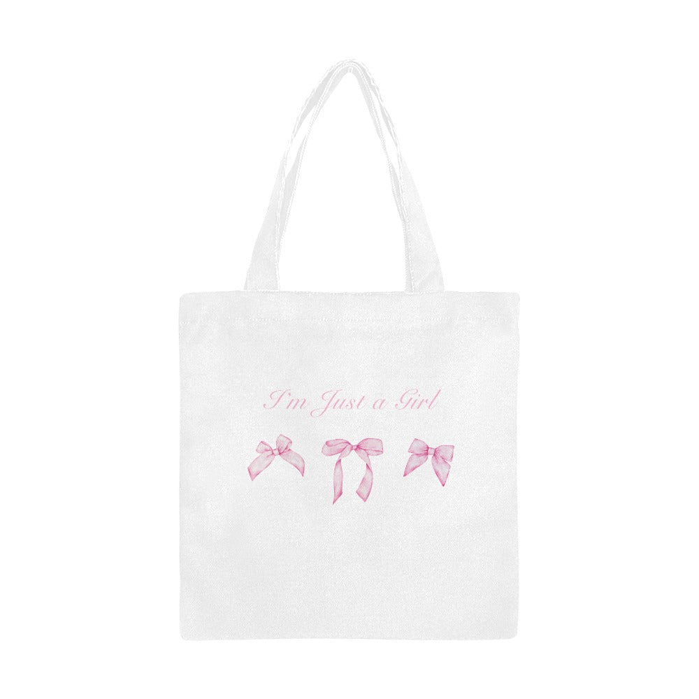 I'm Just a Girl Pink Bows Small Tote